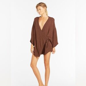 Zulu and Zephyr Awoken Romper Wrap Playsuit in Chocolate Brown